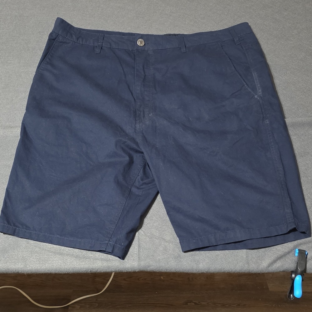 CSG Chino Men's Shorts Navy Blue Flat Front Cotton Pockets Casual